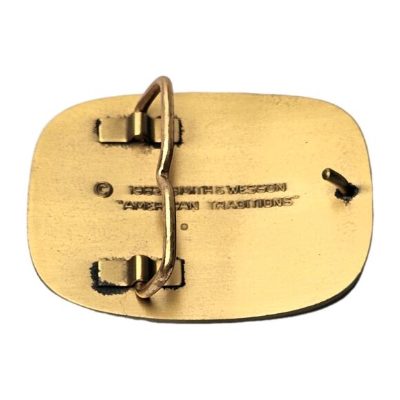 VTG SMITH & WESSON BRASS BELT BUCKLE EAGLE IN FLIGHT w LOGO #677 1980s BRAND NEW - Picture 5 of 9